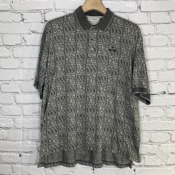 Izod Other - Izod Club Double Mercerized Bay Tree Golf Polo Shirt Gray Mens Size L 60s 2 Ply